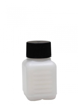 Kunststoff-Kanisterflasche 50ml weiss kompl inkl. Verschluss schwarz